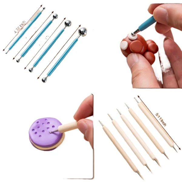 Art Clay Pottery Tools Set DIY Craft Accessories Polymer Clays Tools for Sculpting Shaping Modling Dotting Ceramic Kiln Cutter