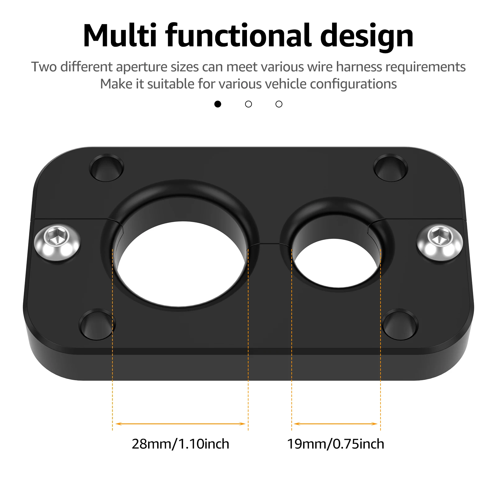 Holley Terminator X Max Firewall passa através do furo de 0,75 polegadas e 1,1 polegadas, liga de alumínio, chicote de fiação de anteparo de parede de fogo