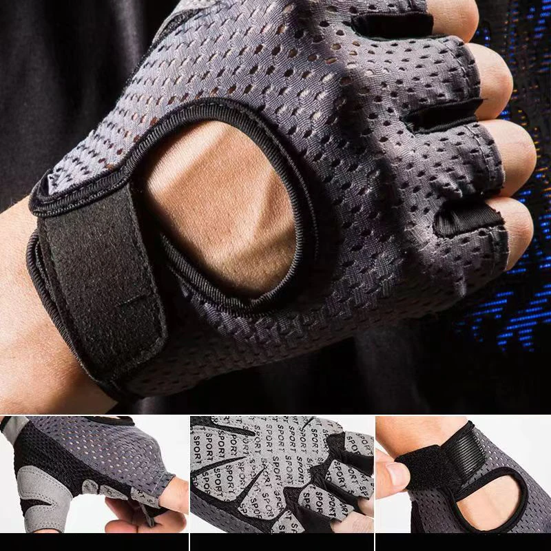 قفازات الصيف اللياقة البدنية تنفس حماية الشمس الدراجات نصف اصبع قفازات رياضة عدم الانزلاق الرجال النساء المشي لمسافات طويلة قفازات رفع الأثقال #4
