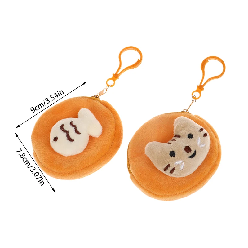 Cute Cartoon Coin Purse para mulheres e crianças, saco com zíper, porta-moedas, fone de ouvido, bolsa para armazenamento de dinheiro, gato e peixe, carteira de animal de pelúcia, 1PC