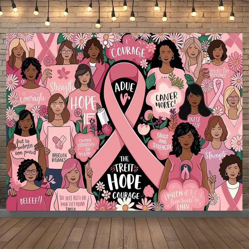 Décorations de fête caritative sur le thème du cancer du sein, bannière de fond pour la sensibilisation au cancer du sein et aux soins aux femmes, toile de fond ruban rose et papillon