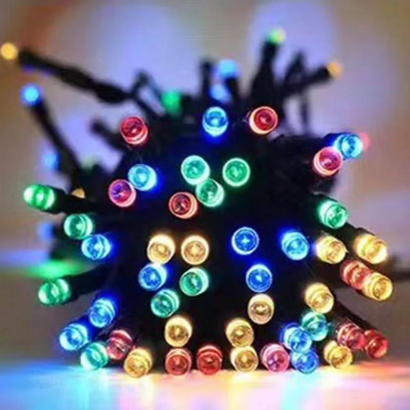 Zonne-Energie Led String Gekleurde Lichten Voor Kerstdecoratie Buiten Binnenplaats Tuin Waterdichte Knipperende Sterrenhemel Atmosfeer Verlichting