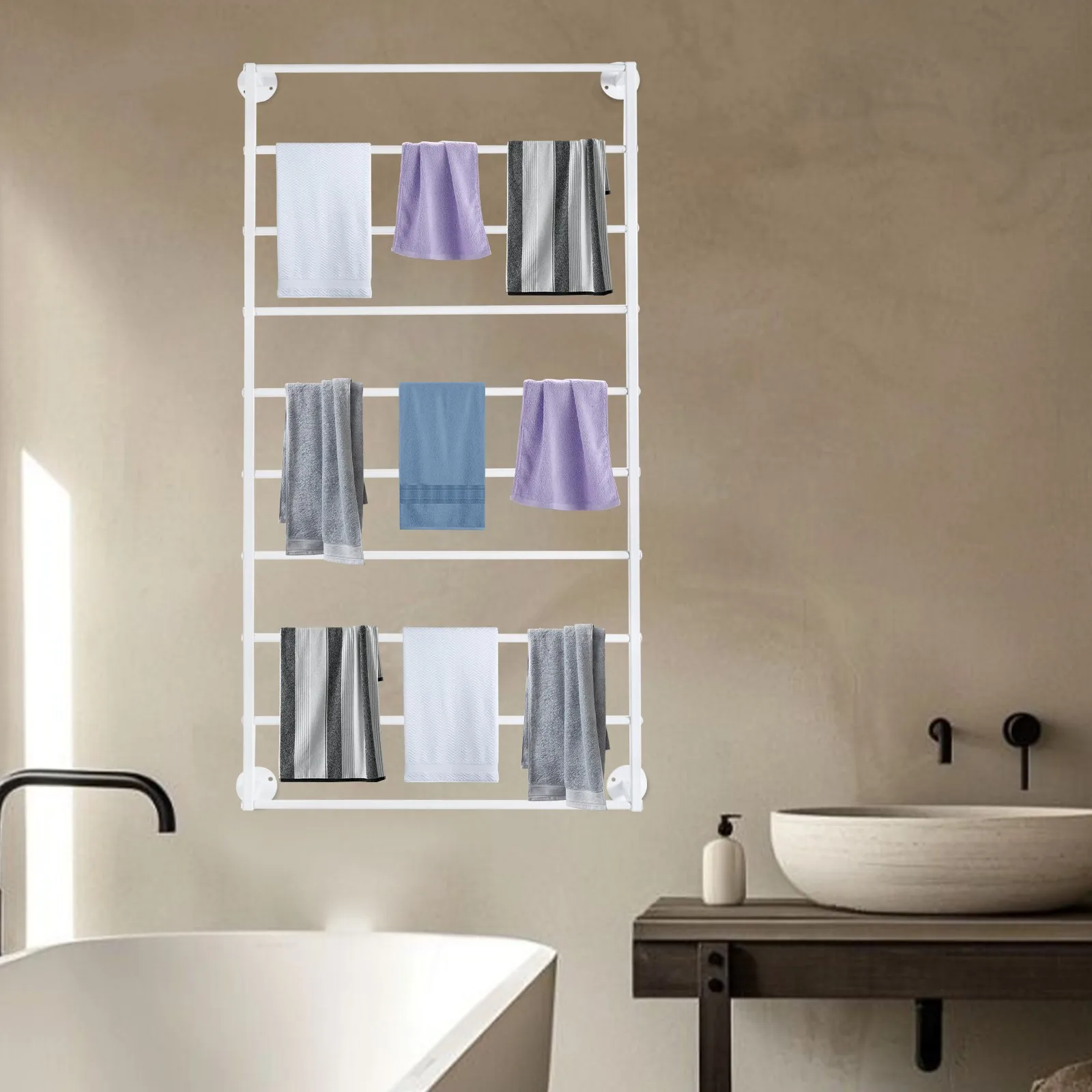 

10-Tier Wall Mounted Scarf Rack Wall Mounted Display Rack Towels Storage Rack