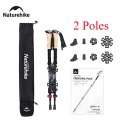 Naturehike bastones de Trekking 2 postes ultraligeros de fibra de carbono bastones para caminar al aire libre plegable portátil escalada senderismo postes telescópicos