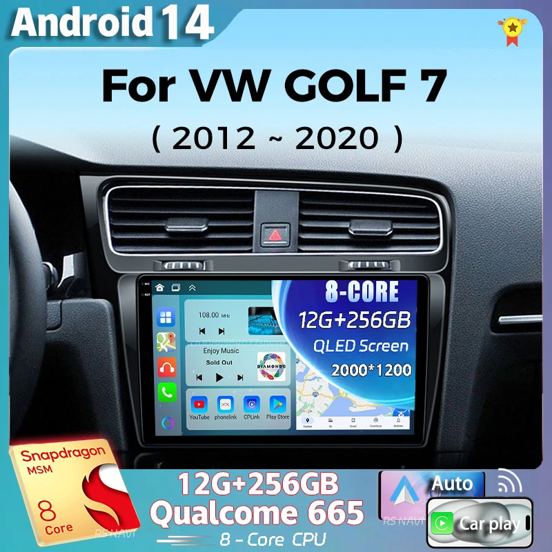 

Android 14 2K QLED For Volkswagen VW Golf 7 MK7 GTI 2011-2021 Car Radio Multimedia Video Player GPS Stereo CarPlay