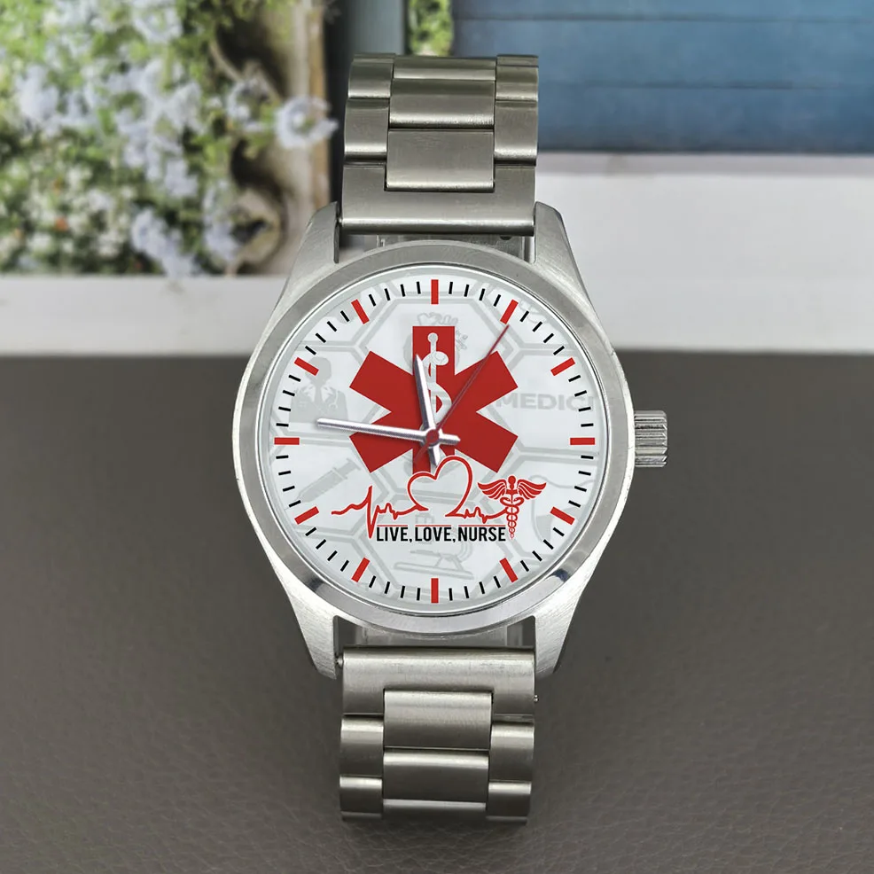 Caduceus design Customizable Personalized Unisex Watches Nurse Quartz 5BAR Water-resistant Croce Rossa leather Silicone Strap