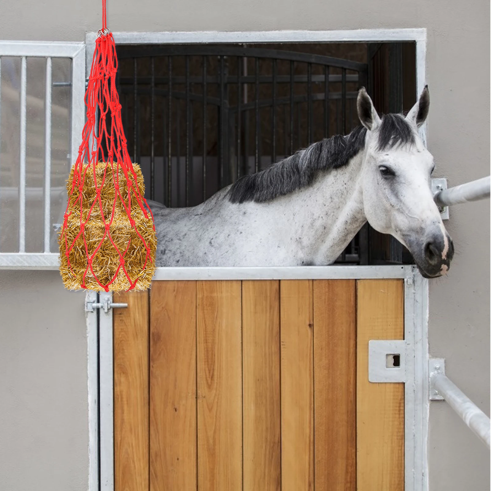 20 السواحل حقيبة القش الجاف للحصان حبل نايلون شبكة تغذية بطيئة دائم تغذية حقيبة شبكة مستلزمات تغذية الحصان الحيوانات الأليفة
