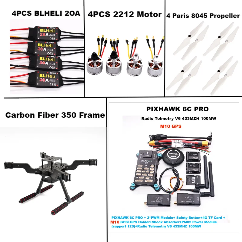 

RctoSky PIXHAWK 6C PRO M10 Open source new smart drone FLY350 300 380 450MMpix quadrotor upturned rack