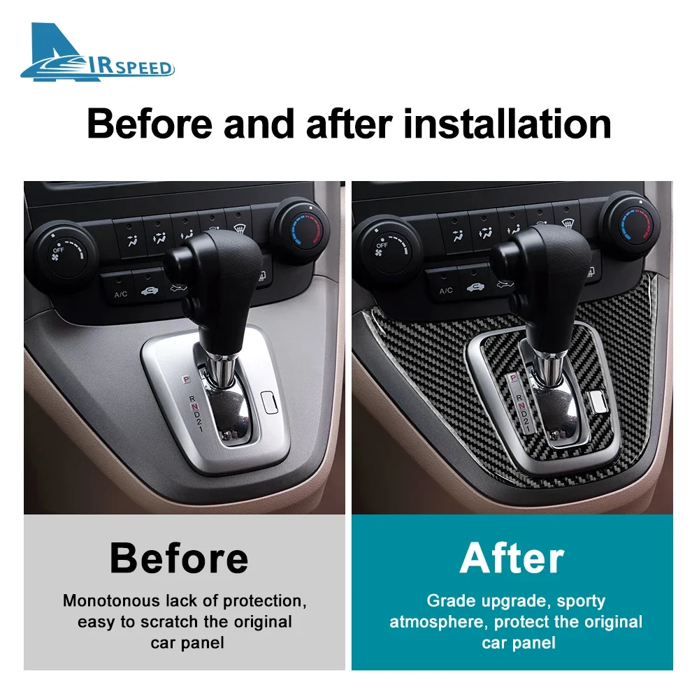 

Real Carbon Fiber Sticker For Honda CRV CR-V 2007 2008 2009 2010 2011 Central Control Gear Shift Cover Panel Accessories LHD RHD