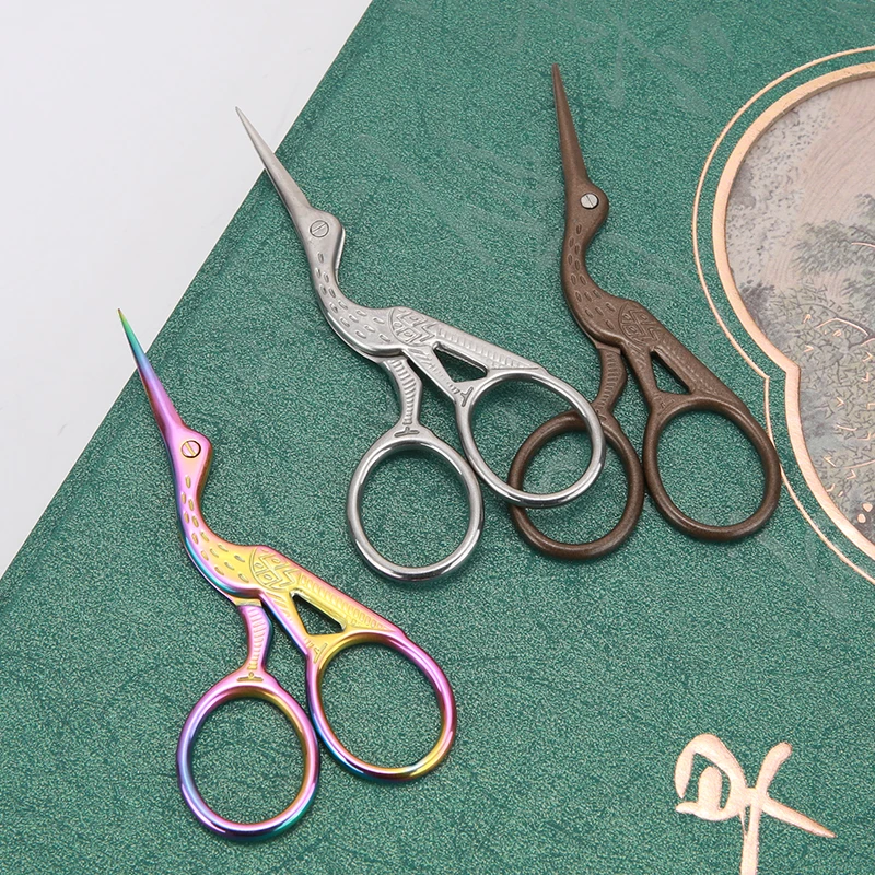 Embroidery Scissors Rainbow Stork Scissors Stainless Steel Small Craft Scissors Dressmaker Shears for Embroidery Sewing