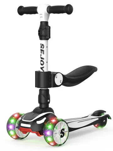 Sejoy Kid Kick Scooter Three Wheel with LED Flashing 3-in-1 Lightweight Children's Foot Scooters Height Adjustable