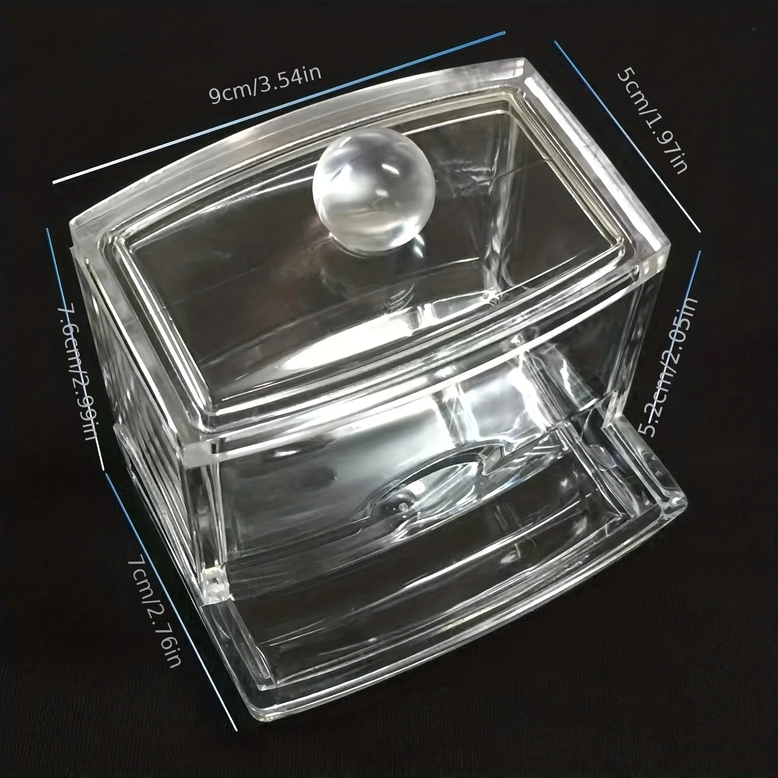 Transparent acrylic crystal cotton swab box Cotton pad storage box Home desktop storage box