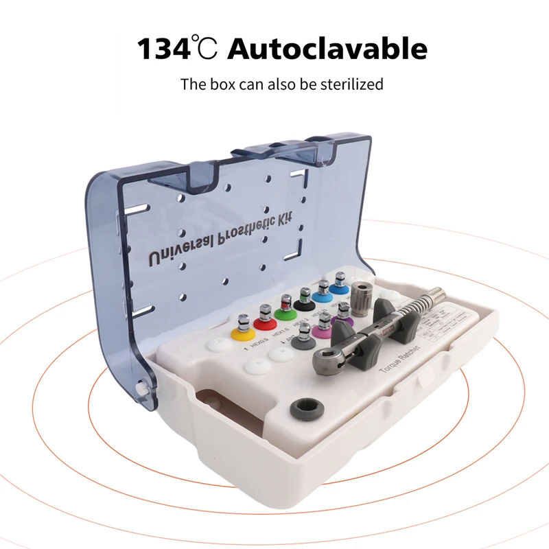 

Dental Implant Torque Wrench Screwdriver Prosthetic Kit Ratchet Drivers with 9 Drivers Dentistry Implant Repair Tools