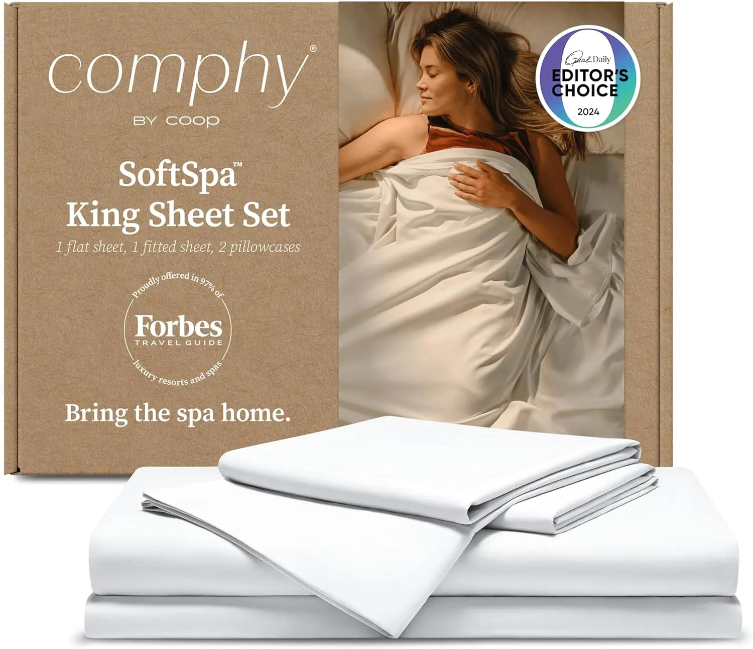 Bed Sheet Set of 4 Pieces, White King, Super Soft King Sheets Bed Set, Flat and Fitted, Luxury Spa and Hotel Quality Bed Sheets