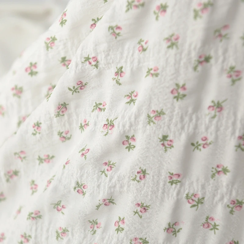 Tela de poliéster con burbujas florales frescas de 140x50cm, para hacer vestidos de verano, ropa para muñecas, tela para ropa, tela de estilo primaveral para coser