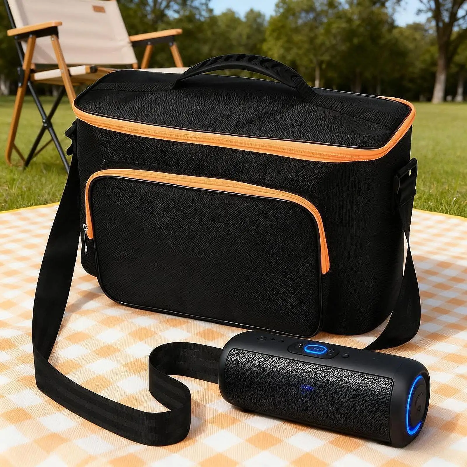 حقيبة تخزين مكبر الصوت مقاومة للماء ومضادة للصدمات وحقيبة مكبر الصوت وملحقات الميكروفونات وغطاء للتخزين