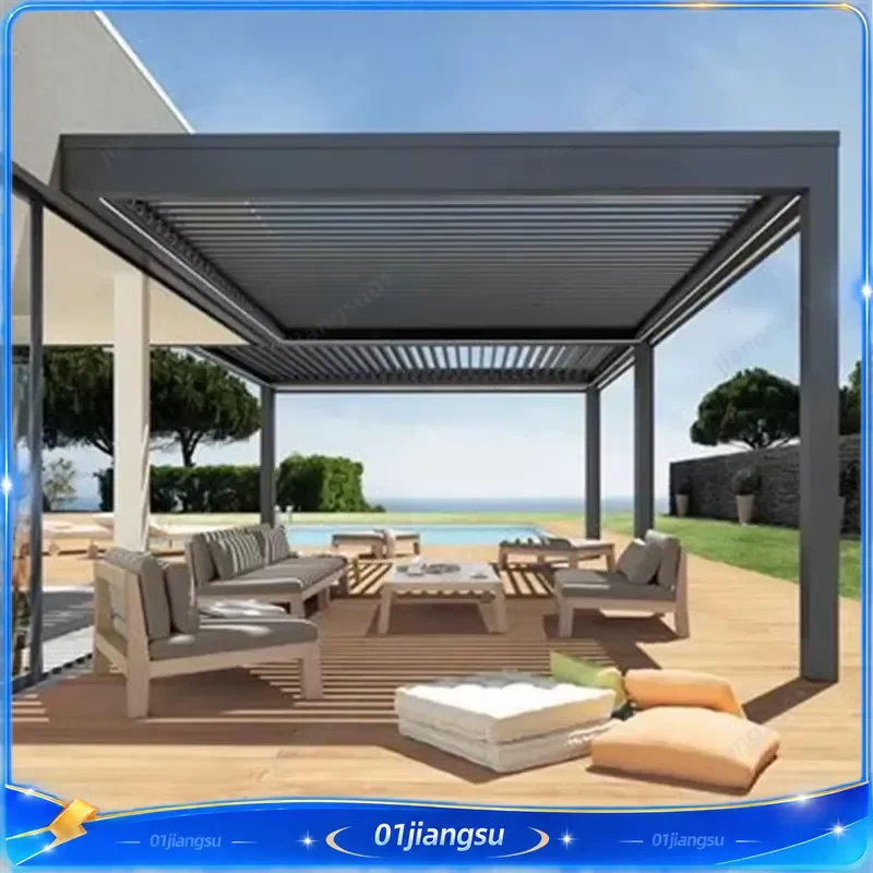 Modern Aluminum Louvered Pergola Bioclimatic Gazebo Outdoor Patio Cover Waterproof Sunshade Garden Canopy Shade Structure
