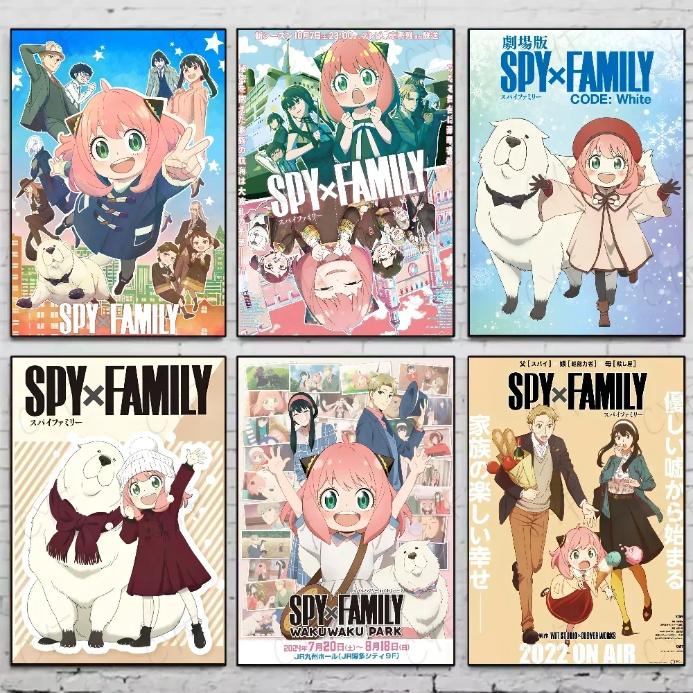 Póster bonito de Anime SPYxFamily Kawaii Girl Anya, pegatina artística de pared impermeable para sala de estar, decoración Vintage, regalo estampado de alta calidad