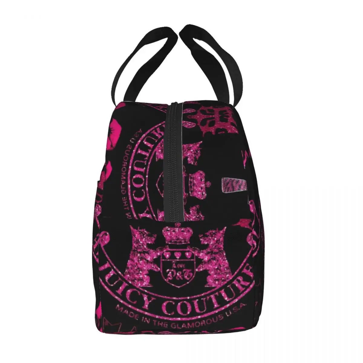 Juicy-Couture Portable Lunch Bag Food Thermal Box Durable Cooler Lunchbox with Shoulder Strap Picnic Bag Office