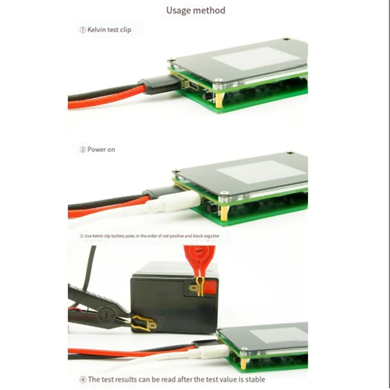 Battery Internal Resistance Meter Milliohm 4-Wire AC Method With Kelvin Clip Resistance Meter With Internal Power Supply