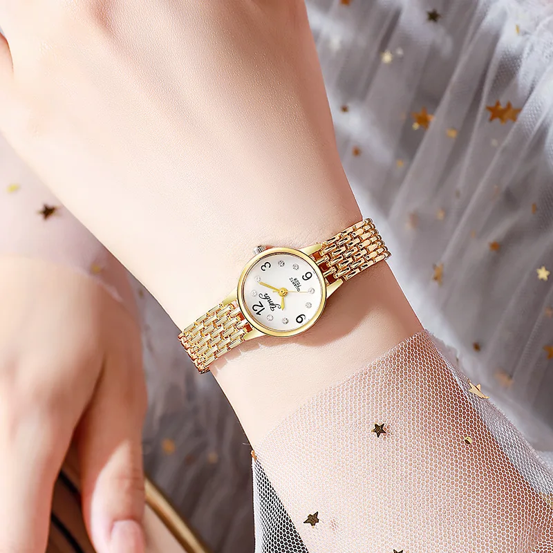 Fashion Women Brand Watch Luxury Gold Simplicity Digital Design Ladies Steel Strap Quartz Watchwrist Montre Femme Reloj Mujer