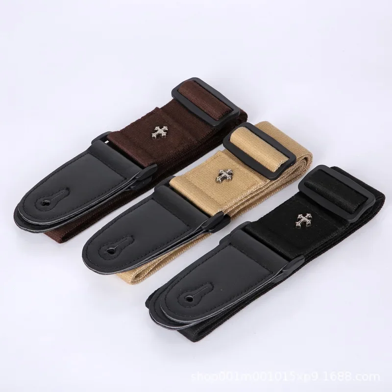 

Electric Guitar Strap Acoustic Folk ra Belt Straps Vintage Cross Personality Pick Pocket Accessories