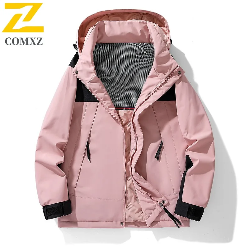 COMXZ Men lightweight Windbreaker Cotton Coat Spring Autumn Winter Couple Loose Hooded outdoor Jacket Windproof Waterproof 2025