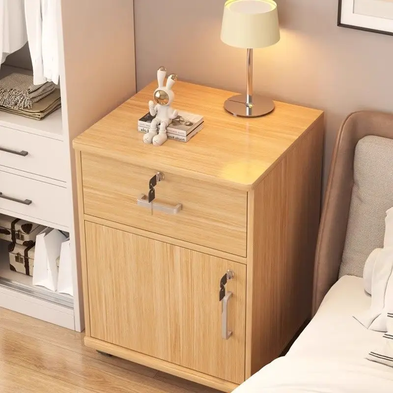 Bedside Table with Lock Simple Modern Home Bedroom Bedside Storage Locker Small Simple Shelf Mini