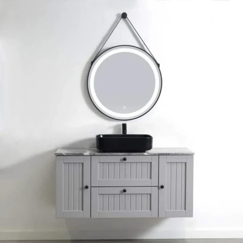 

Luxury Floating Bathroom Vanity Modern Matte Grey Wall Mounted Cabinets Bathroom Vanity