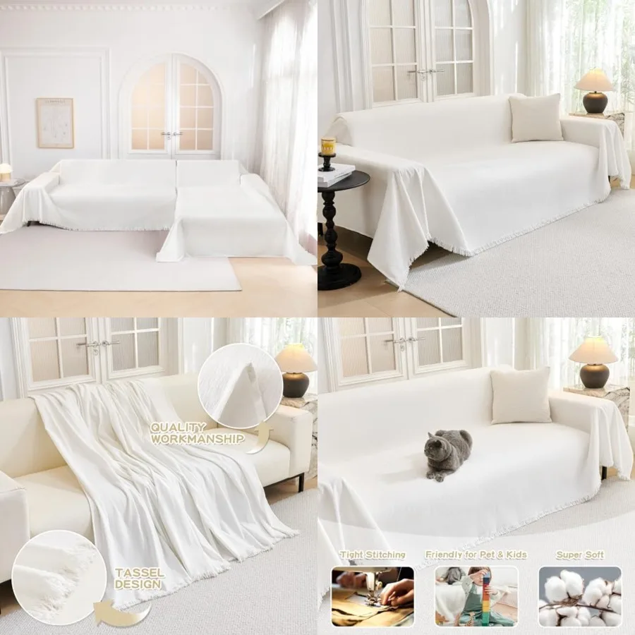 

Sofa Covers for 2 Cushion Couch L Shaped Couch Cover Washable Couch Cover with Tassels Boho Couch Covers Non Slip Super Univers