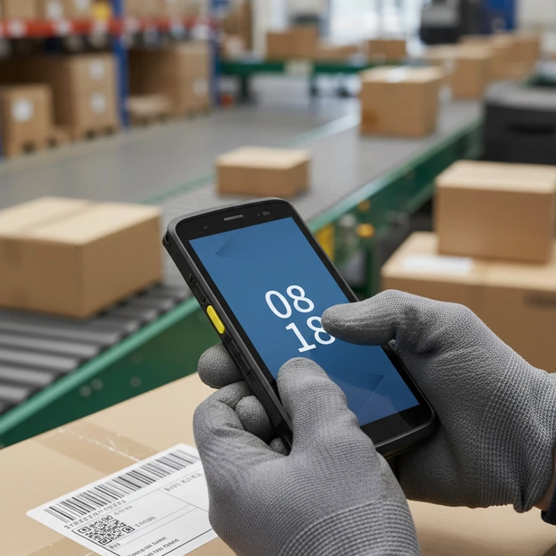 Portable Android 14 PDA 27° Tilt-Angle Barcode Scanner for Retail Inventory Management Ergonomic Design 5.5