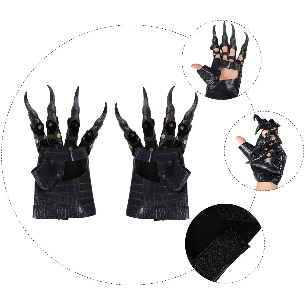 Dedo Cheio Props Luvas De Halloween, Roupa Garra De Dragão, Trajes De Festa De Unhas Adulto