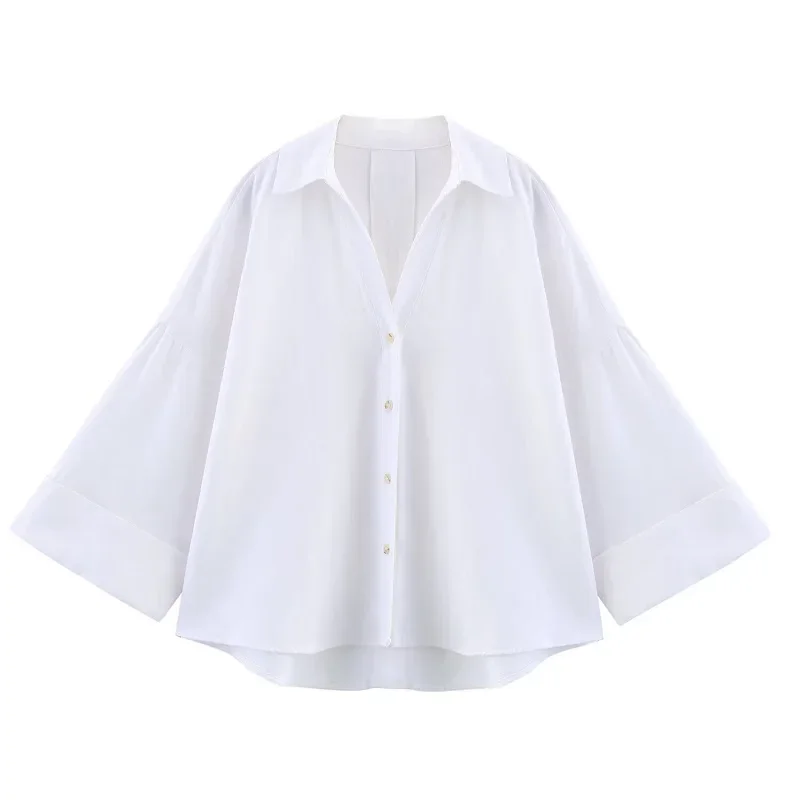 Women's Shirts Striped Oversize Shirts for Women Wide Sleeve Casual Shirts and Blouses Woman White Summer Loose Tops Woman