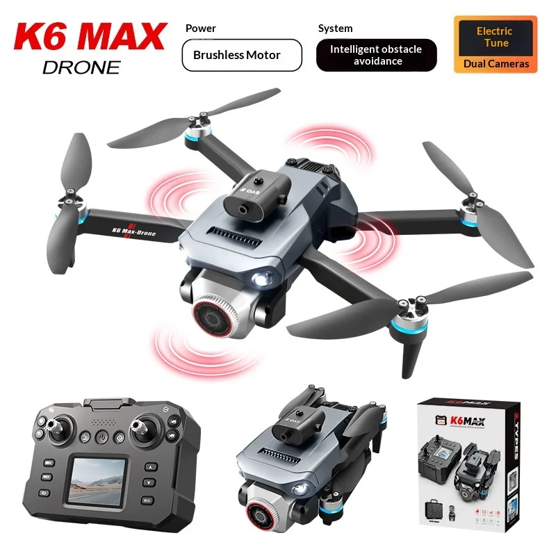

Дрон K6 MAX RC квадрокоптер с бесщеточным двигателем, пультом управления с экраном, оптическим позиционированием, двойной камерой, игрушка для взрослых и детей