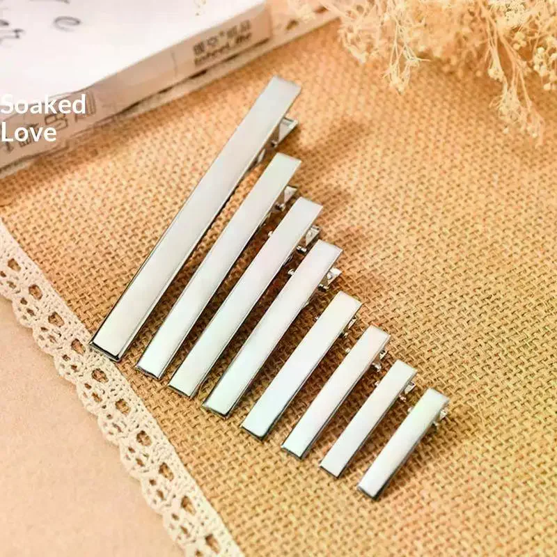 100Pcs Teeth Alligator Hair Clips Rhodium Plated Flat Prong Barrettes Blank DIY Hair Jewelry Making Supplies