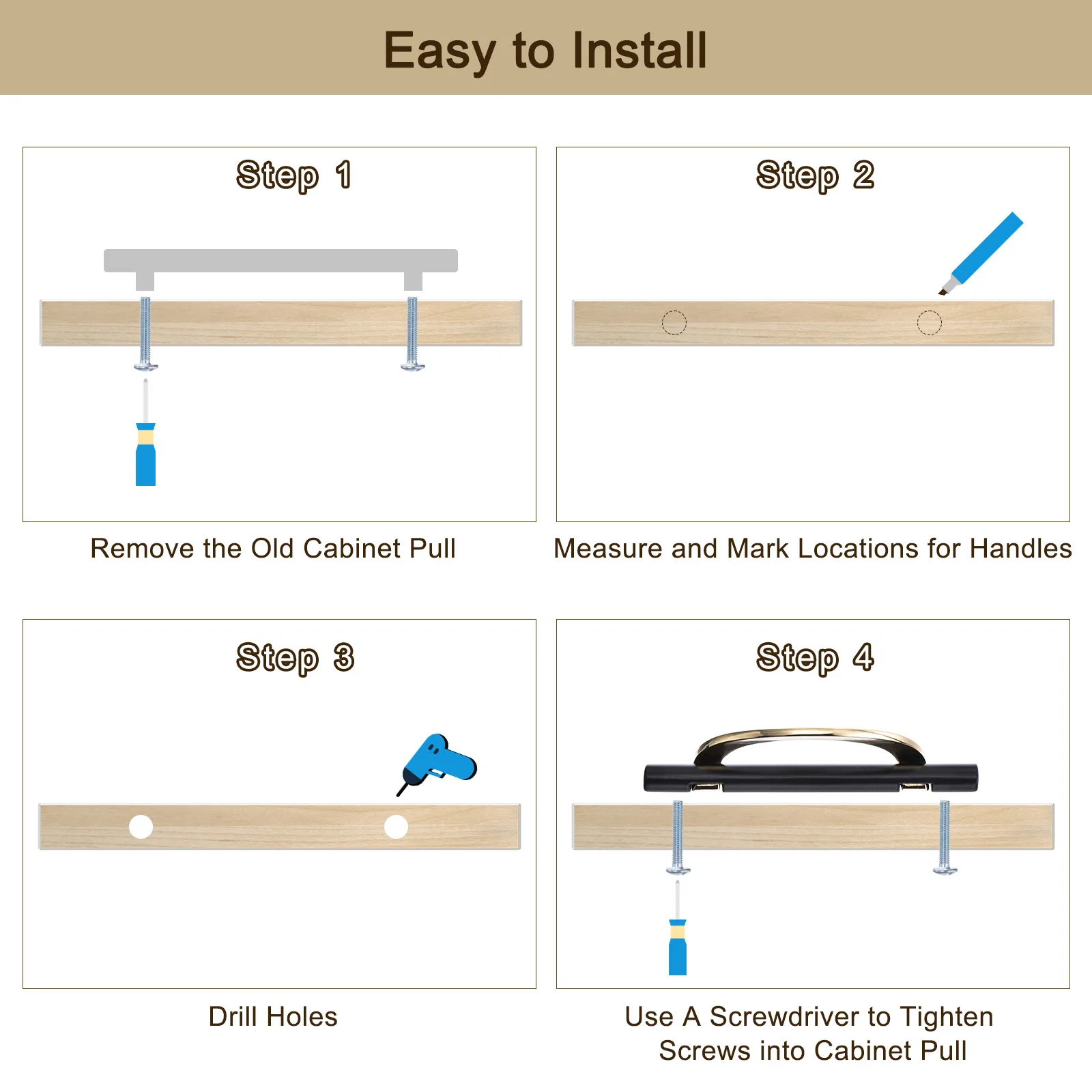 Confezione da 6/10 maniglie nere per porte dell'armadio, centri con fori da 3,75 pollici e 5 pollici