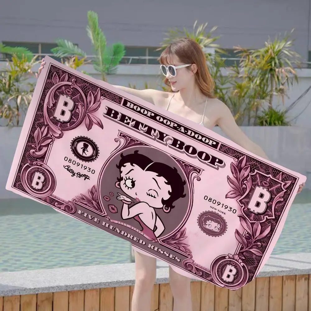 B-Betty Girl B-Boop Microfiber Printed Beach Towel Mountain Climbing Yoga Beach Swimming Running Absorbent Soft Towel