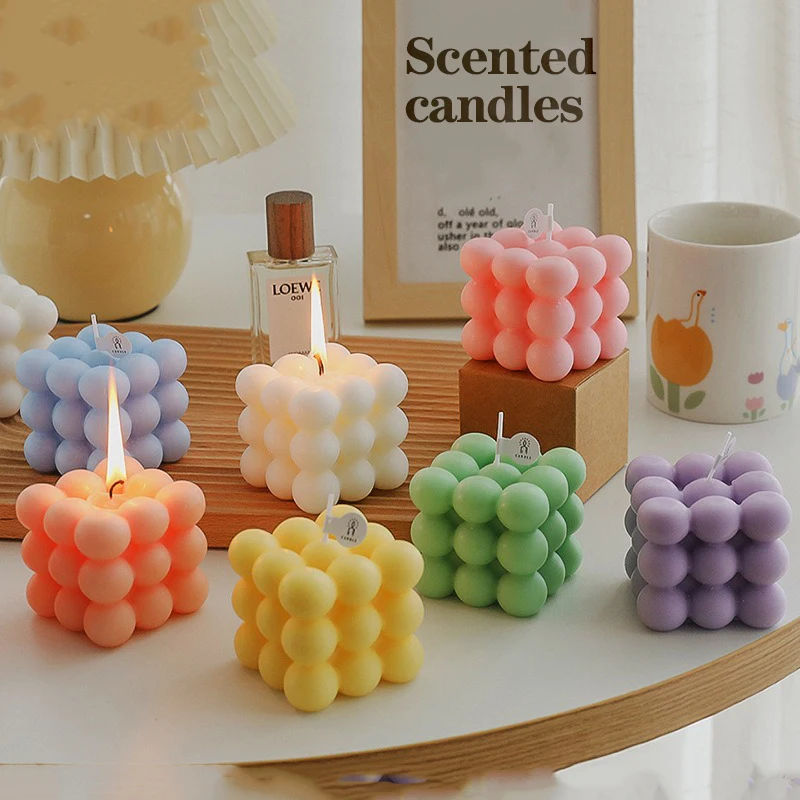 Rubik's Cube Aromatherapy Candles, Home Furnishings, Wind Birthday Candle, Creative Hand Gift, Birthday Decoration, Ins Style