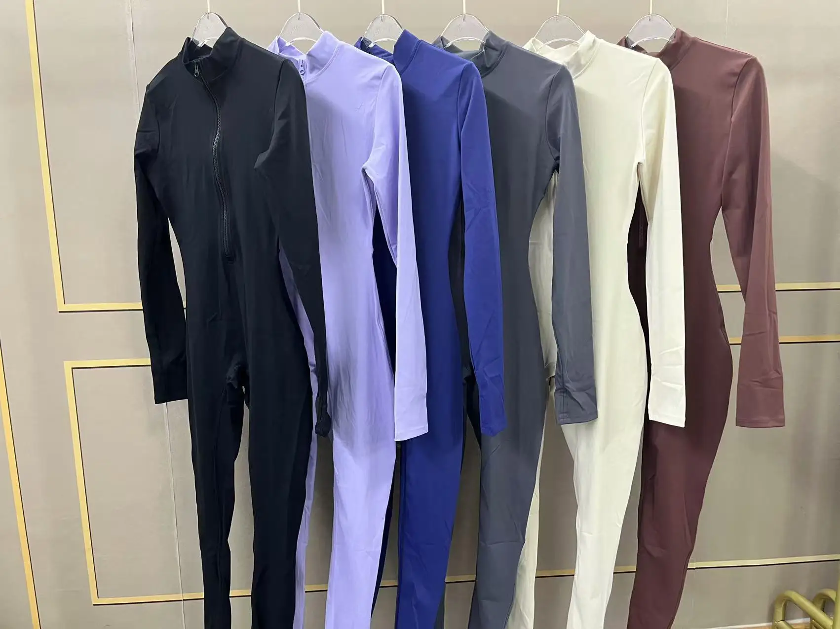 Frauen Yoga Overall Fitness Sport Anzug Zipper Elastische Einteilige Bodys Gym Langarm Gym Runing Push-Up Workout sportwear