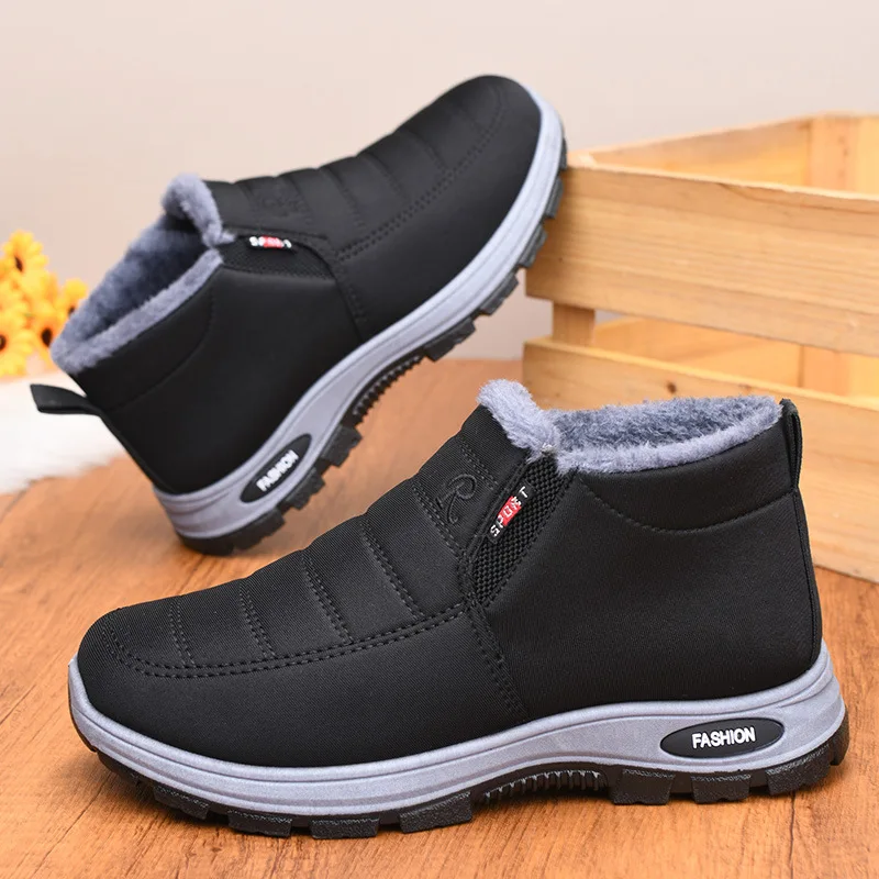 WONST Winter Style Large Size Unisex Snow Boots Slip-On Warm Casual Lightweight Cotton Shoes Men's Women's Comfortable Flat Heel