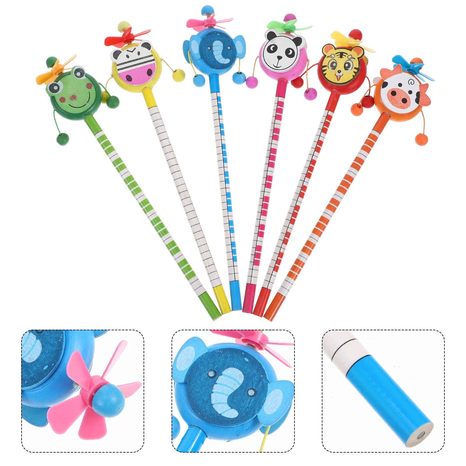 Houten Cartoon Potlood Pinwheels voor Kinderen Peuter Potloden met Rammelaar Decoratie Lood