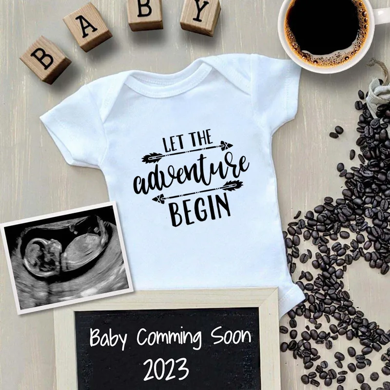 

Pregnancy Reveals Let the Adventure Begin Newborn Baby Boy Girl Clothes 100% Cotton Jumpsuits Photography Bodysuits & One-pieces