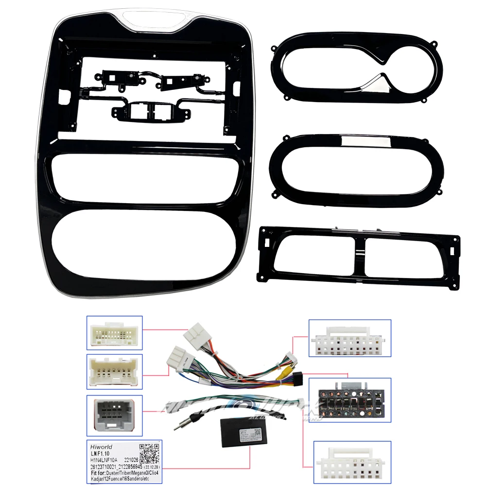 WQLSK 2 Din 9 Inch Car Radio Fascia Panel Frame for Renault Clio 4/5 2012-2019 Dashboard ABS+PC Plastic Installation Trim Kit