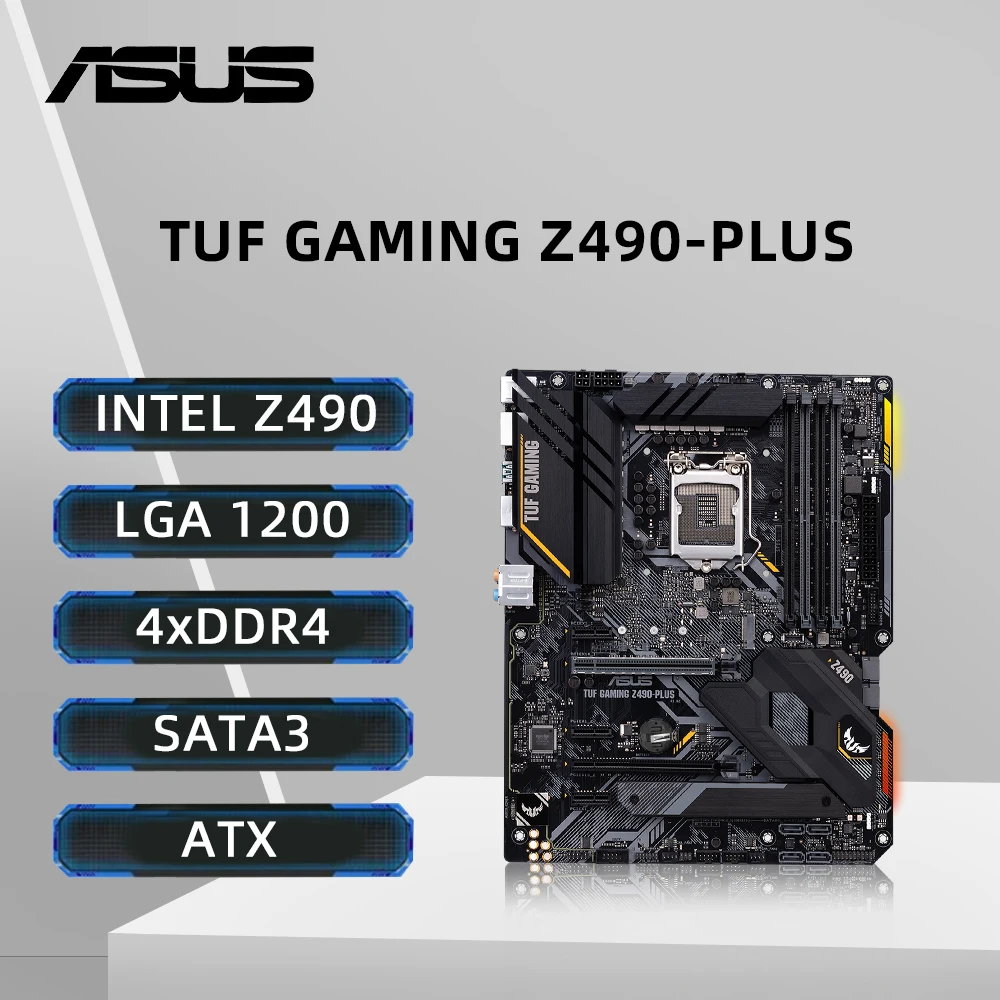 

Материнская плата ASUS TUF GAMING Z490-PLUS с поддержкой i9-11900K 10900 i7-11700F 10700 i5-11600K 10400 LGA1200 4xDDR4 4600 МГц0 МГц M.2 ATX
