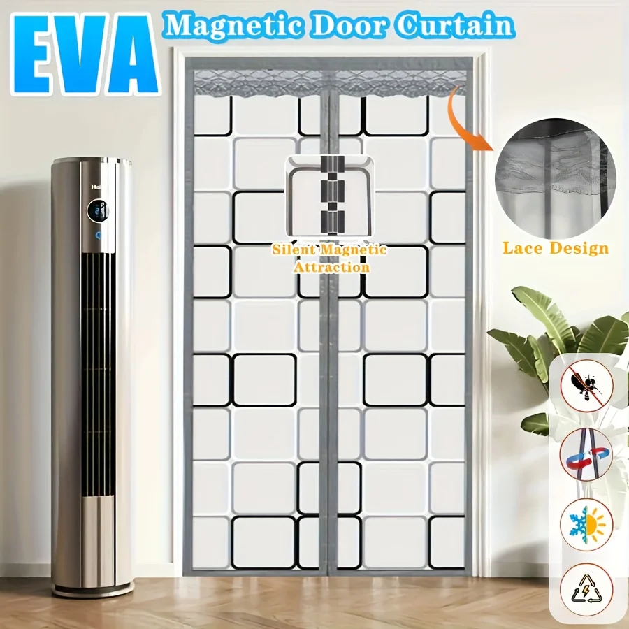 Magnetic Screen Door Privacy Panel Self Closing No Tools Installation For Patio Kitchen AC Room Wood Frame