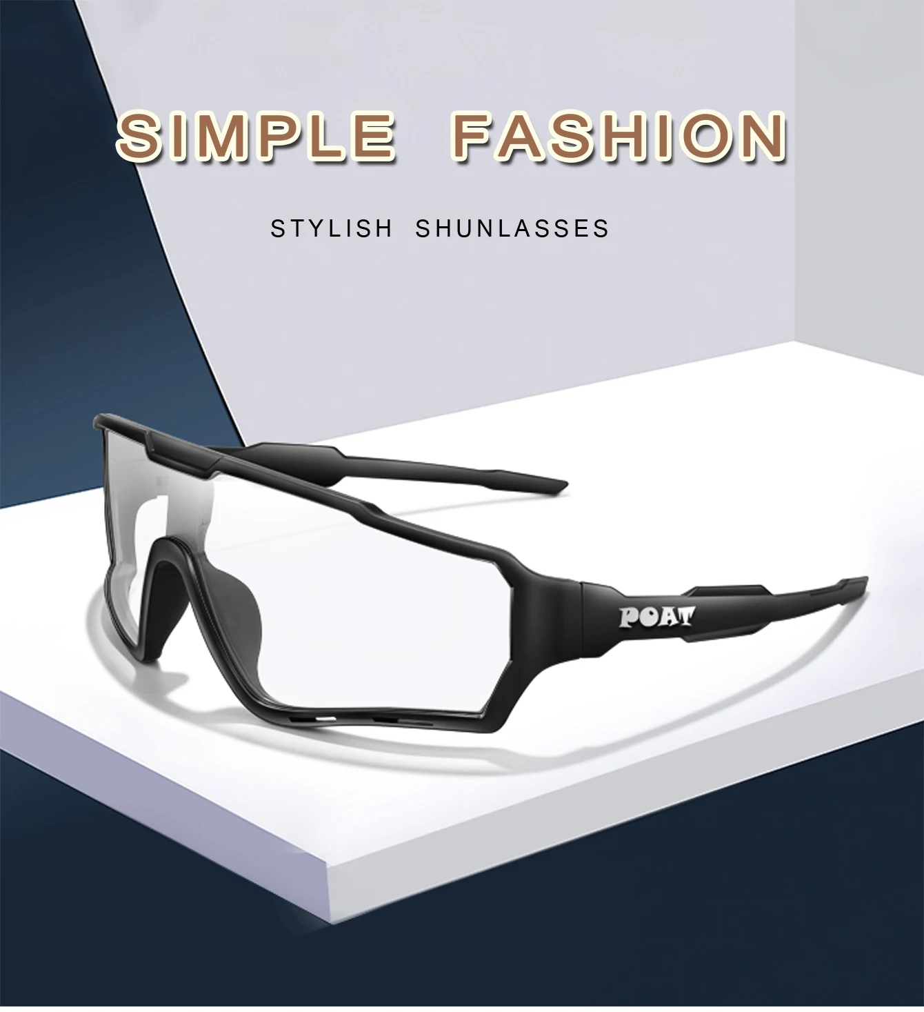 POAT Marke Motorrad Photochrome Winddicht Sonnenbrille Männer MTB Fahrrad Brillen Sport Radfahren Angeln Laufen Gläser – Detail 1