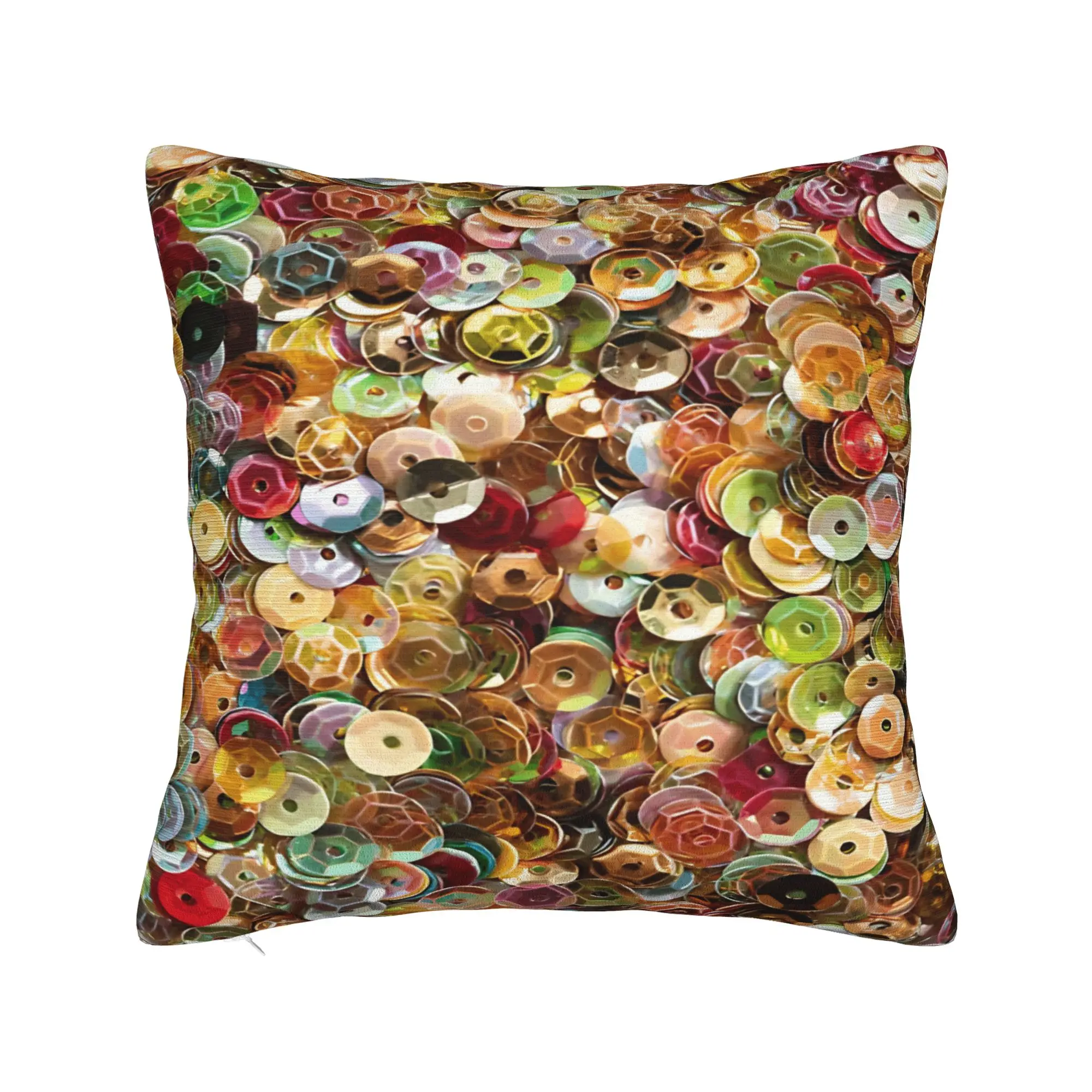 Photographic Image of Multi-colored Sequins Pillowcases  Kawaii Pillow Case For Living Room Chair Graphic Pillow Cover