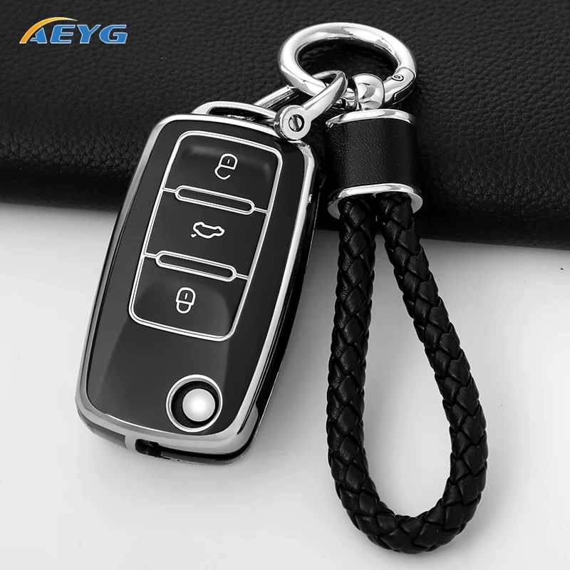 حافظة مفاتيح السيارة من البولي يوريثان سلسلة مفاتيح فوب مناسبة لسيارة فولكس فاجن فولكس فاجن بولو جولف باسات تيجوان بيتل كادي Eos سكودا اوكتافيا سيات ليون ألتيا