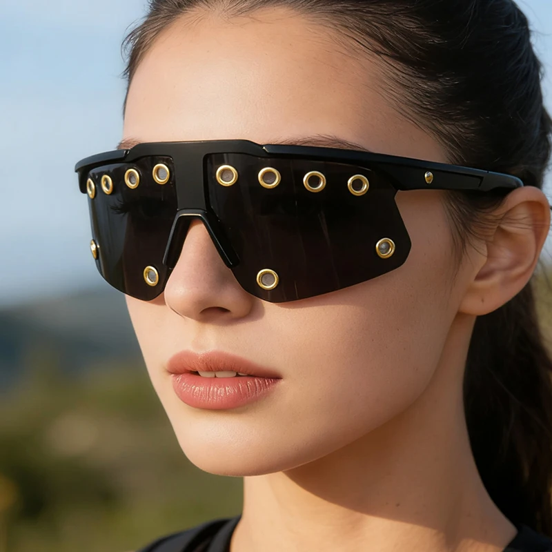 

New Trendy 2026 Rimless Sunglasses Women Luxury Punk Shield Wrap Sun Glasses Vintage One-Piece Shades Outdoor Frameless Eyewears