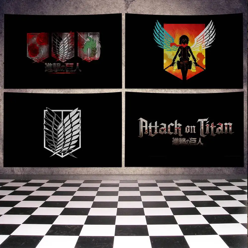 Anime Attack On Titan Logo Flagge Banner Vierloch Flagge Polyester Outdoor Dekor Raumästhetik